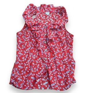 Floral Red Sleeveless Top.